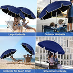 2PACK 48.8 inch Large Beach Umbrella with Clamp Sun Shade for Beach Chair,360°Adjustable UV Protection Golf Umbrella with Clip for Outdoor Stroller Wheelchair Camping Chair