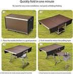 Folding Table Outdoor Camping Mobile Kitchen Portable Tableware Stove Folding Multifunctional Cooker Self- Driving Tour Equipment Folding Picnic Table (Color : A)