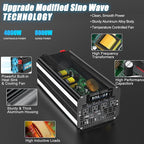 LVYUAN 4000 Watt Power Inverter 24V to 110V 120V for Vehicle, Solar Inverter System, Heavy Duty, RV, Truck, Off Grid,Camping with 4 AC Outlets, LCD Display, Wireless Remote Control, Car Power Inverter