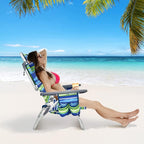 Tangkula Set of 4 Backpack Beach Chair, 5-Position Lay Flat Beach Chairs with Cooler Bag, 2 Cup Holders, Towel Bar, Lightweight Folding Beach Chair with Backpack Straps