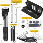 Bike Repair Kit, Bicycle Repair Bag With Tire Pump, Bike Tool Kit for Camping Travel, 16-in-1 Bike Multitool, Bicycle Tire Repair Kit, 4mm and 5mm Allen Wrenches, Used for Mountain Bike and Road Bike