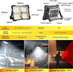 500W Led Work Light Rechargeable,42000MAh Solar Portable Light, 42000LM Magnetic Work Lights, 326 Led Battery Work Lights with Stand 5 Lights Modes IP66 Waterproof for Outdoor Camping Car Repairing