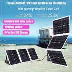 100W Monocrystalline Solar Panel Kit with Lightweight Inverter for RV, Camping, and Boat(Unique Colour,75W)