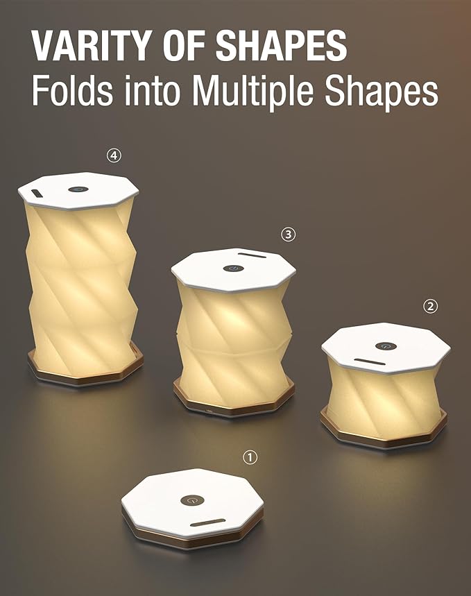 Mothers Day Gifts -Gift for Mom, Portable Folding Table Lamp - Dimmable, Collapsible Paper Lantern for Camping, Emergency & Home Decor, Gifts for Women (White)