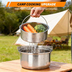 ROVSUN 34/10/6 pcs Camping Cookware Mess Kit, Lightweight Non-Stick Camping Cooking Pot and Pan Set with Stainless Steel Camping Gear Kettle Cup for Open Fire, Backpacking, Outdoor Cooking