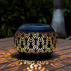 Solar Lanterns Waterproof Outdoor Decor,Hollow Out Retro Metal Solar Lights, Unique Gardening Gifts for Women Mom, Outside Garden Yard Porch Lawn Indoor Tabletop Decorations