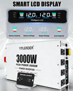 3000W Power Inverter 12V to 110V/120V, Solar Inverter Remote for RV Camping Off-Grid Solar Inverter Systems