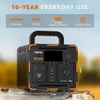 300W Portable Power Station, Solar Generator 259Wh, 70,000mAh LiFePO4 Battery with 65W USB-C PD&Pure Sine Wave AC, Solar Charging for Camping,Home Backup,Emergency Power(SOS Light & LCD Display)