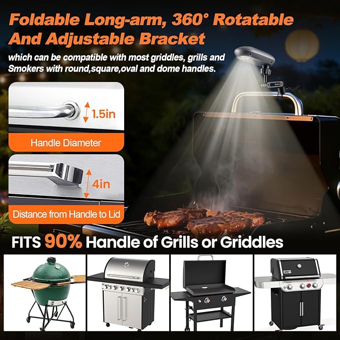 Grill Lights for Outdoor Grill with Rechargeable Battery for Blackstone Griddle and Weber Grill, Blackstone Griddle Accessories, BBQ Grilling Accessories for Outdoor Grill, Gifts for Men Dad