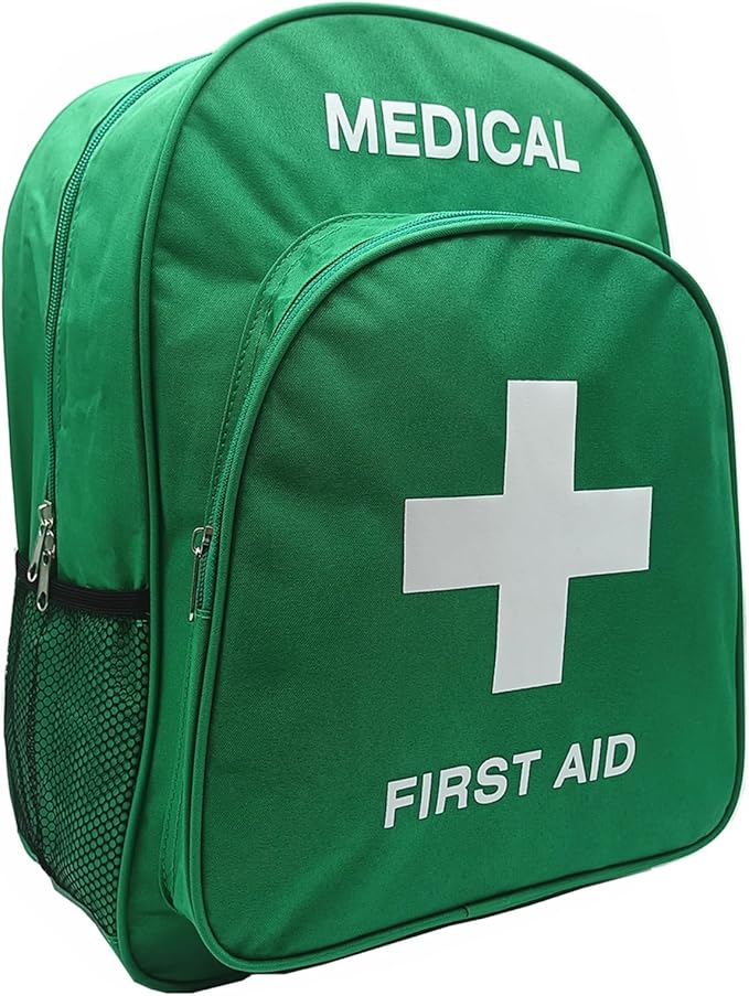 Red Emergency Bag First Aid Backpack Empty Medical First Aid Bag Treatment Trauma Bags for Camping Pet Dog Cat (Green White)