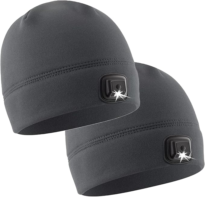 POWERCAP LED Hat Light 150 Lumens Rechargeable Fleece Beanie with Bright Built-in Headlamp Waterproof LED Warm One Size Cap