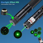 [Professional]USB-C Rechargeable High Power Green Pointer, Long Range with Star Cap&5 Adjustable Modes, Tactical Flashlight for Construction, Astronomy, Outdoor Hunting,Hiking&Camping, Presentations