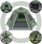 ADSMART Instant Tents for Camping 2/3/4/5 Person Tent Waterproof Easy Setup Sets Up Backpacking Tents with Carry Bag for Outdoor Hiking