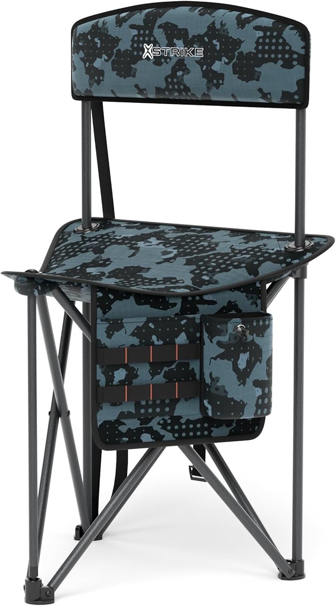 X Strike Portable Fishing Chairs Outdoor Folding Stool for Adults Portable Camping Chair for Ice Fishing,Hunting,Lawn,Patio,Garden,300LBS.