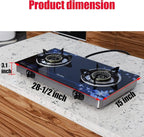 Hothit Gas Cooktop 2 Burner Outdoor Propane Stove, 28600 BTU, Portable Auto Ignition LPG Tempered Glass for camping, Courtyard Barbecue, RV Travel