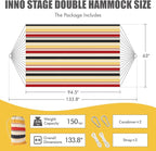 HappyPicnic Double Hammock with 9.8FT2 Rope, Portable 2 Persons Hammock with Carrying Bag- Patio Hammocks Hanging Camping Bed for Patio, Backyard, Porch, Outdoor and Indoor Use