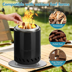 9.7 x 7.1 Inch Tabletop Fire Pit by AmazStove, Low Smoke Camping Stove for Outdoor Safe Burning Firepits, Fueled Pellets or Wood, Travel Bag Included (Black, 9.7 x 7.1 INCH)