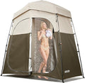 VEVOR Camping Shower Tent, 2-Room Foldable Portable Privacy Tent Changing Room with Ground Stakes, Ropes, and Carry Bag, 150D Oxford Fabric with Silver Coating, for Camping, Beach, and Fishing