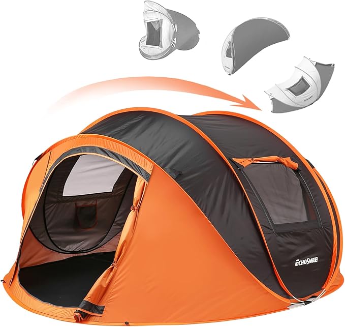 EchoSmile Instant Pop Up Camping Tent, 2/4/6 Person, Easy Setup Tent, Water Resistant Dome, Portable with Carry Bag