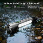 Magnetic Flashlight Rechargeable,2000LM 5000mAh Flashlights High Lumens with 18 Modes,Waterproof, Adjustable,Powerful Flash Light,Multi-Flashlights for Home,Car,Hiking,Camping (1, Silver)