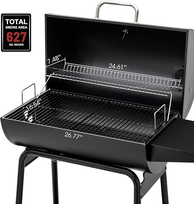 Royal Gourmet CC1830 30 Inch Barrel Charcoal Grill with Warming Rack, Outdoor BBQ Grill with 627 Sq. In. Grilling Space for Backyard, Patio and Parties, Black