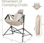 HOMEFUN Hammock Camping Chair - Portable Swinging Chairs for Adults with Stand and Storage Bag, Oversized Folding Rocking for Lawn Camp Fishing Hiking, Khaki
