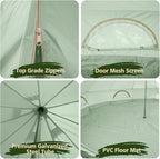 Cotton Canvas Bell Tent, Waterproof Large Tents with Sturdy Center & Door Pole and Space for 4/6/8 Person All 4 Season Camping Yurt Tent