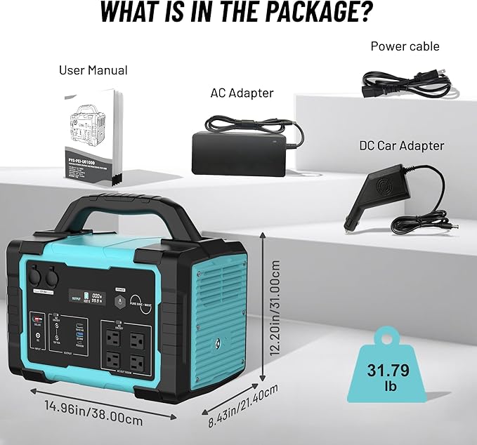 Portable Power Station 1000W IB-1000, 1024Wh Solar Generator LiFePO4 Battery with 120V AC Outlet, Fast Charging, Electric Generator for RV Camping Outdoor Home Emergency Backup (Solar Panel Optional)