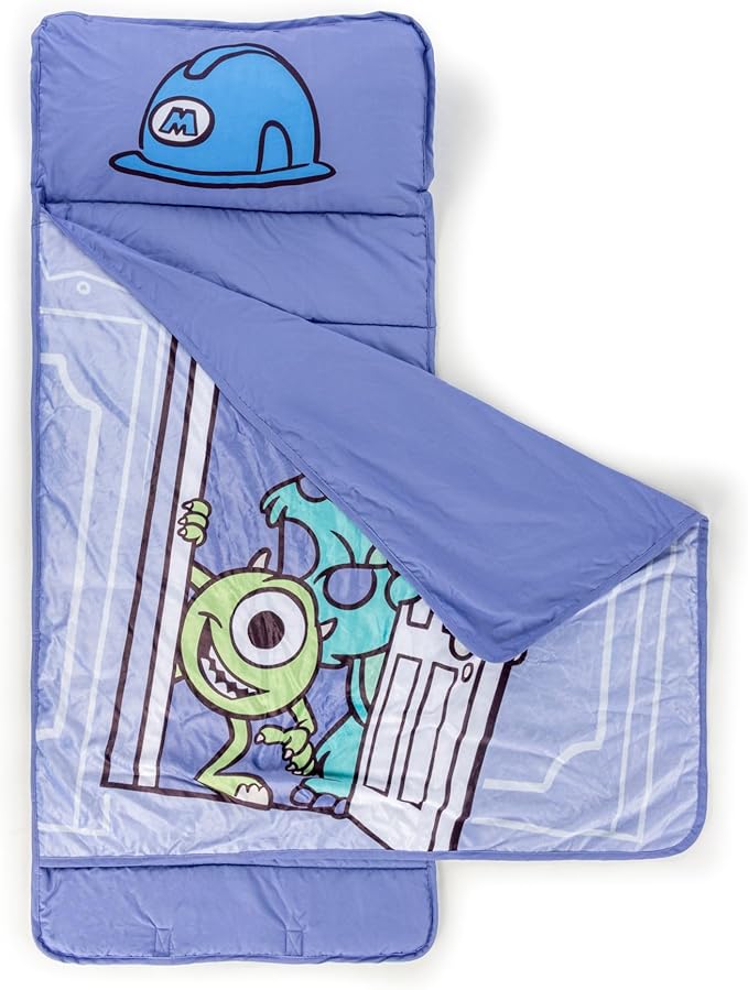 Jay Franco Kids Nap Mat with Embedded Pillow & Blanket – Soft 46"x20" Microfiber Sleeping Bag with Name Tag & Handle for School, Travel, Sleepover