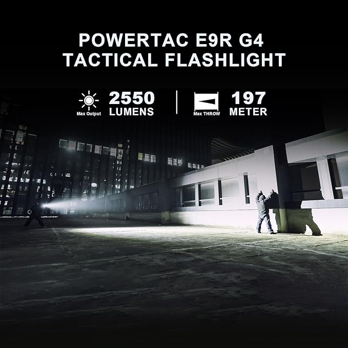PowerTac E9R G4 Tactical Flashlight – 2550 Lumen Rechargeable LED Flashlights with Magnetic & USB Charging, Super Bright IPX8 Waterproof Light for Emergency, Camping, and EDC
