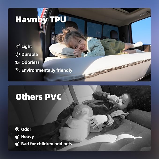 Truck Mattress, TPU Air Foam Camping Bed, Back Seat Inflatable CozyPad with Rechargeable Built-in Pump, Portable Travel Sleeping Mattress for Pickup Trucks