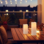 Wondise Waterproof Flameless Flickering Candles with Remote and Timer, Outdoor Waterproof Plastic LED Candels Battery Operated Pillar Candles for Ourdoor Garden Yard Decor (D4 x H 8" 10")
