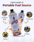 ZeroR Butane Fuel Canister Cartridge 13.4 fl oz (390 mL) | Compatible with Portable Camping Stoves and Torches