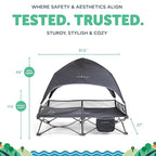 Baby Delight Go with Me Bungalow Deluxe Portable Cot | Toddler Travel Bed | Indoor and Outdoor | Sun Canopy | Grey