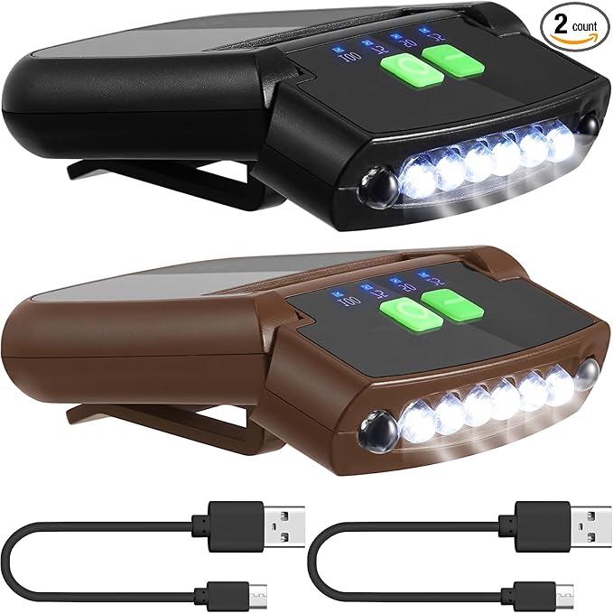 Mudder LED Clip on Cap Lights USB Rechargeable Cap Flashlight Clip Waterproof Ultra Bright Hat Flashlight Headlamp for Fishing Camping Hand Work