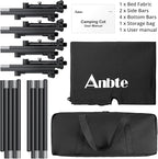 Anbte Ultralight Folding Camping Cot, Comfortable Portable Camping Cot Supports 275 lbs with Storage Bag & Side Pocket, Lightweight Folding Bed for Outdoor Travel Tent Indoor Emergency Bed, Black