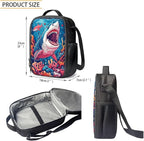 3PCS Cartoon Seaweed Shark Backpack for Boys 17 Inch Large Capacity Boys Bookbag 10-12 Years Old Lightweight Teens School Bag with Lunch Bag for School Travel Hiking Daypack