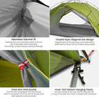 3FULGEAR Tai Chi 2 Ultralight Tent, Bivvy Ground Tent for 2 Person Rainproof Windproof 3/4 Camping Tents Season for Outdoor, Camping, Trekking, Kayaking, Climbing, Hiking, Fishing, Hunting