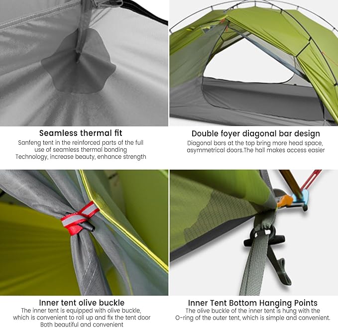 3FULGEAR Tai Chi 2 Ultralight Tent, Bivvy Ground Tent for 2 Person Rainproof Windproof 3/4 Camping Tents Season for Outdoor, Camping, Trekking, Kayaking, Climbing, Hiking, Fishing, Hunting