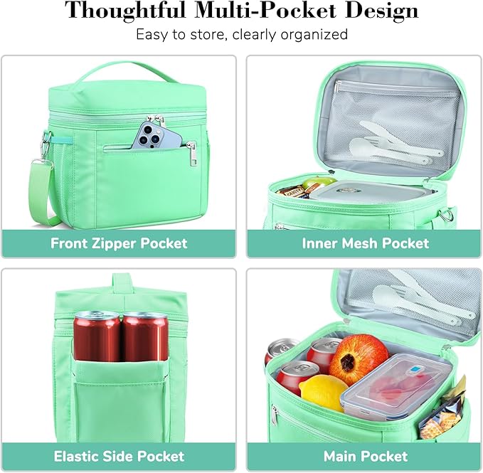 DALINDA Lunch Bag Cooler Bag Lunch Box for Women Men, Insulated Leak Proof LunchBox Lightweight for Picnic,Grocery,Beach,Camping,Travel,Work