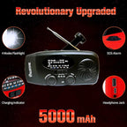 18500mWh Weather Emergency Radio, Portable Solar AM/FM/NOAA Hand Crank Radio, Cell Phone Charger with SOS, 1W LED Flashlight, Headphone Jack, Power for Emergency Preparedness (5000mAh Black)