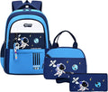 Backpack Set for Boys Astronaut Schoolbag with Lunch Box Pencil Case Set Bookbags for Kids Children Waterproof Lightweight Backpacks