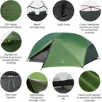 ATEPA Voyage 1-2 Person Backpacking Tent, 4 Season Ultralight Camping Tent, 4000mm Waterproof Double Layer Cold Wearther Easy Set Up Tent for Family Camp Hiking Hunting Outdoor Mountaineering Travel