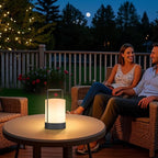 FUYO Outdoor Table Lamp Lantern Shower Lamp Cordless LED Portable with Warm White RGB Colour IP44 Rainproof, with Handle, PE & Metal for Balcony Patio Garden Camping Bathroom