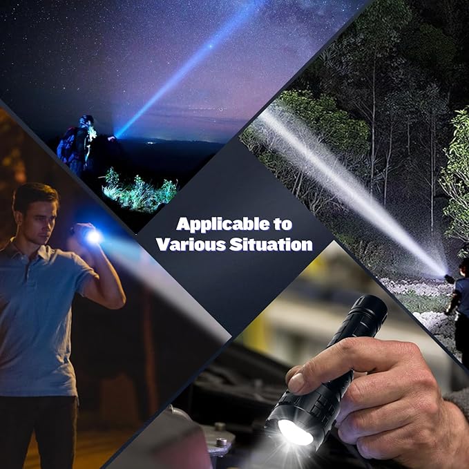 Flashlights High Lumens Rechargeable, 1000000 High Lumens Super Bright Handheld LED Flash Light, Powerful Emergency Linternas, Waterproof, Long Lasting, for Hiking Camping Gift