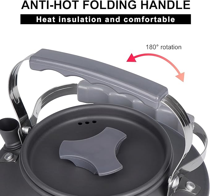 Alocs 0.8L Kettle Teapot, Portable Camping Coffee Pot, Hard-Anodized Aluminum Camping Kettle, Compact Tea Kettle for Stove Top, Outdoor, Hiking, Camping, Picnic and Traveling