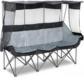 Oversized 3 Person Camping Chair with Canopy Shade Fully Padded Outdoor Folding Camping Chair Suitable For Outdoor Camping, Lawns, And Backyards Equipped With Cup Holders And A Portable Storage Bag
