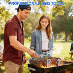 Rolling Grill Basket 2-Pack, Premium 304 Stainless Steel, Removable Wooden Handles, Upgrade Rolling Grill Baskets for Outdoor Grill, BBQ Grill Accessories for Camping/Backyard Cooking, Ideal Gift for Dad/Husband