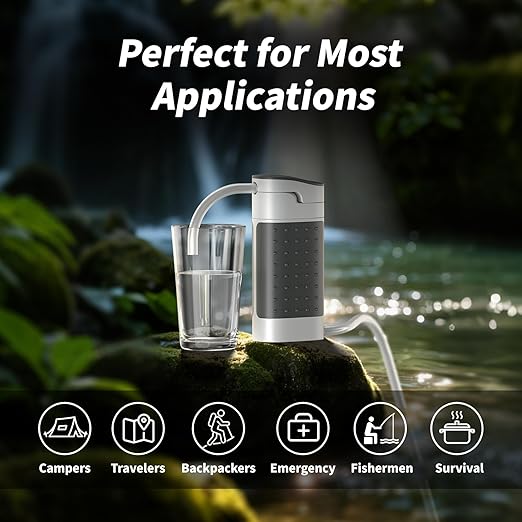 Portable Water Filter Pump,Camping Water Filter High-Volume Portable Purification Filter for Backpacking, Hiking, Emergency Preparedness,Camping