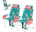 VINGLI Tall Beach Chair 2 Pack Lightweight, Backpack Beach Chair for Adults with 5-Position, Cooler Bag, Cup Holders, Towel Bar, Lightweight Folding Beach Camping Chairs